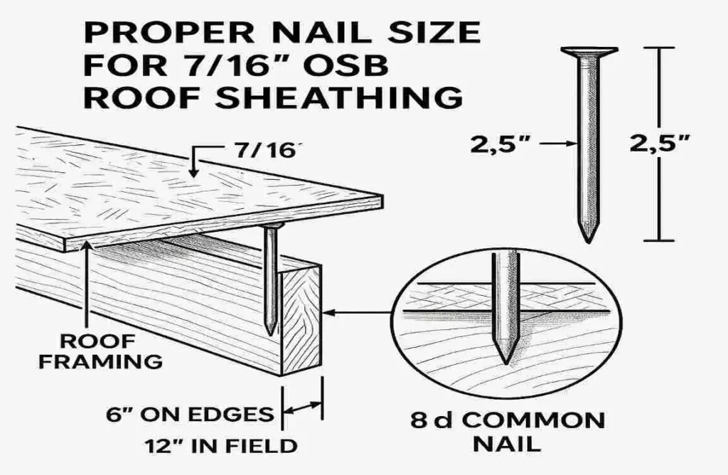 what size nails for 7 16 osb roof sheathing