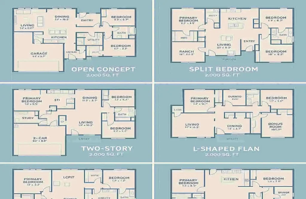 6 Popular Floor Plans for 2,000 Square Feet House