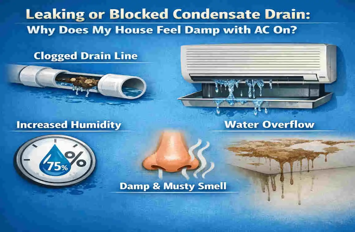 why does my house feel damp with ac on