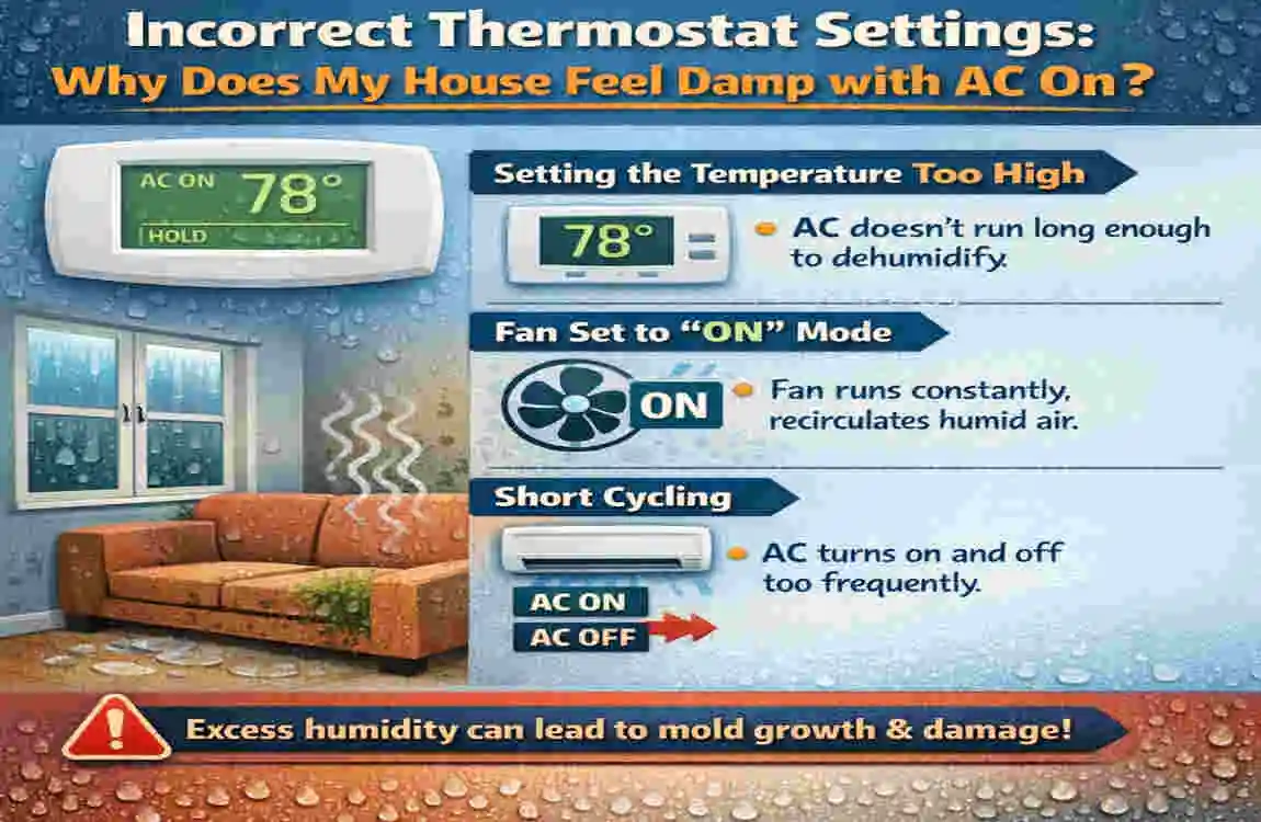 why does my house feel damp with ac on