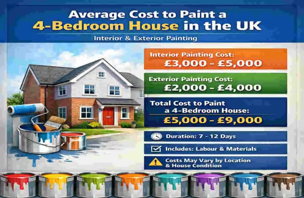 Cost to paint 4 bedroom house UK