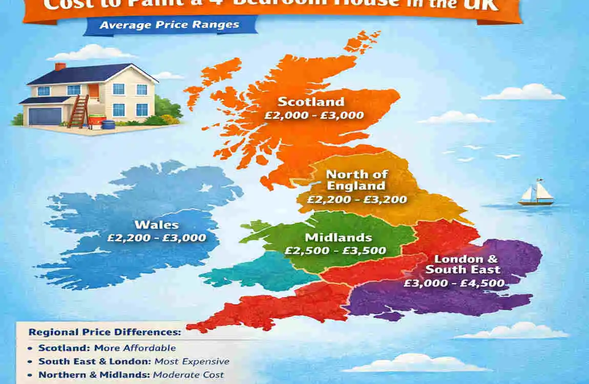 Cost to paint 4 bedroom house UK