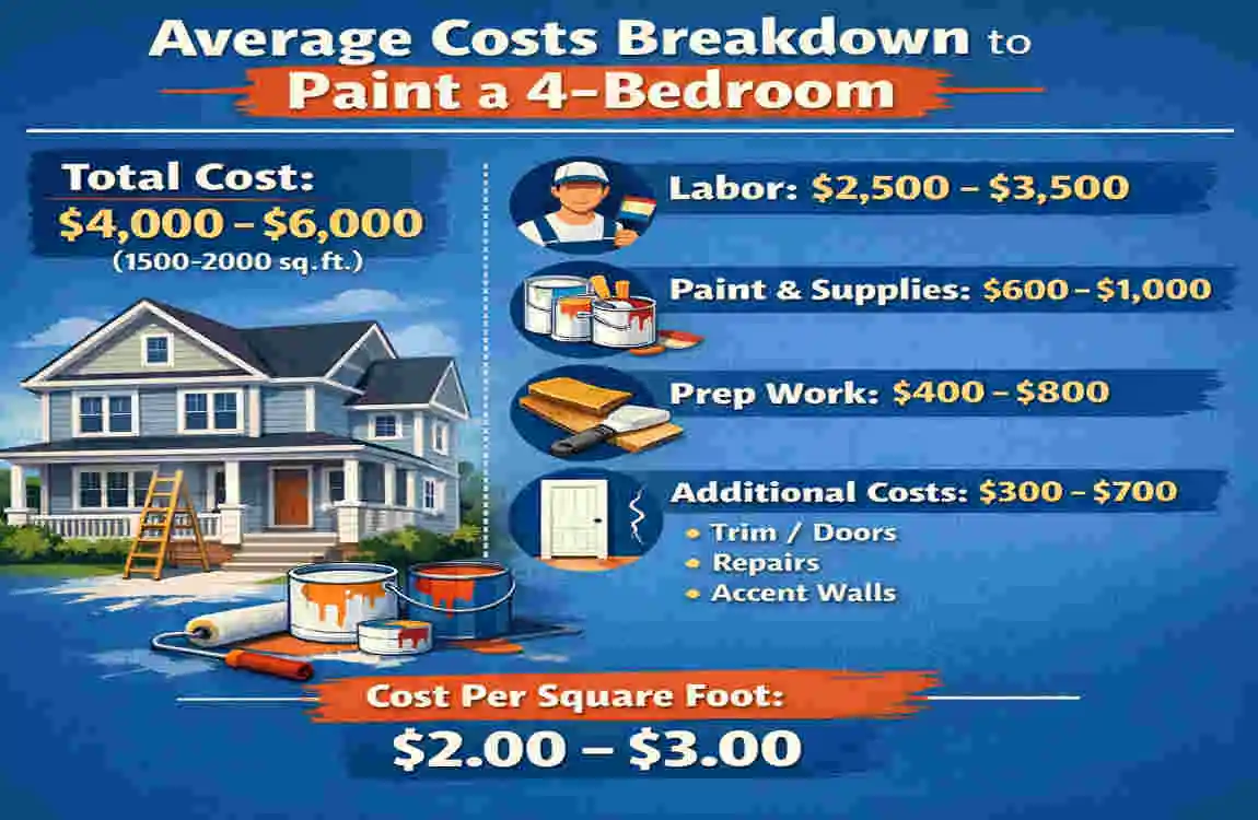 Cost to paint 4 bedroom house UK