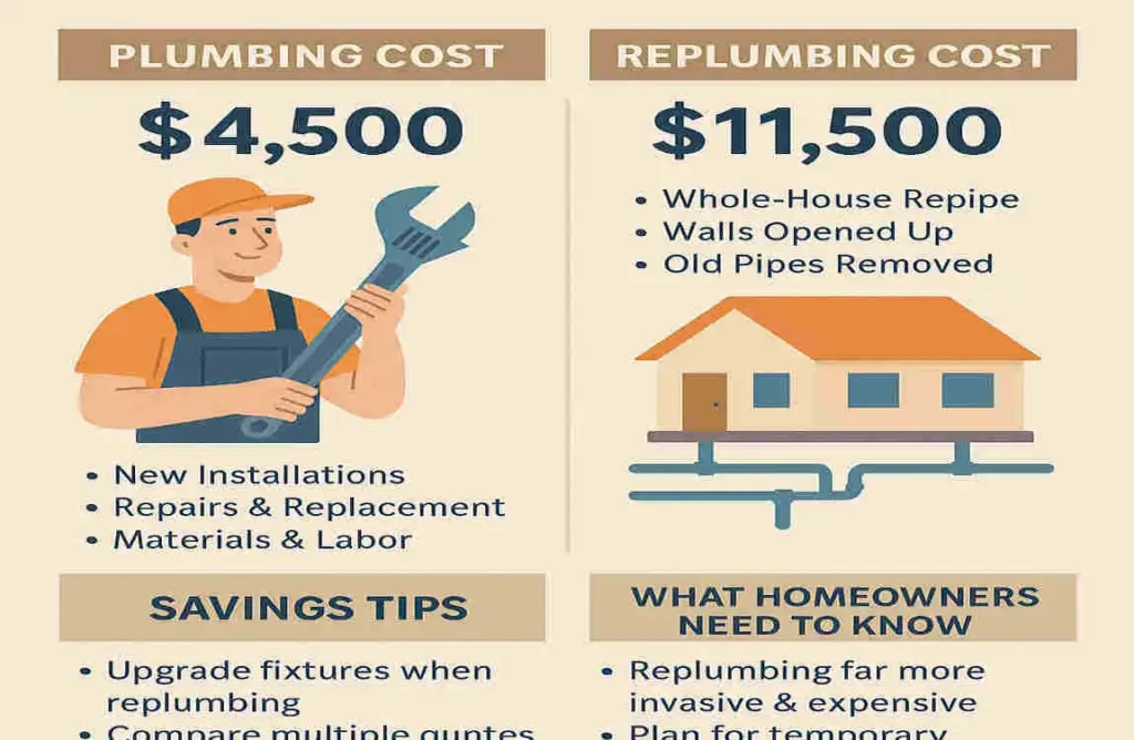 Difference Between Plumbing and Replumbing House Cost: Breakdown, Savings Tips & What Homeowners Need to Know