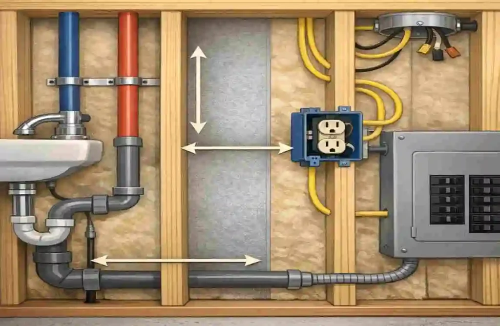 How Far Must Electrical Wiring Stay from Home Plumbing