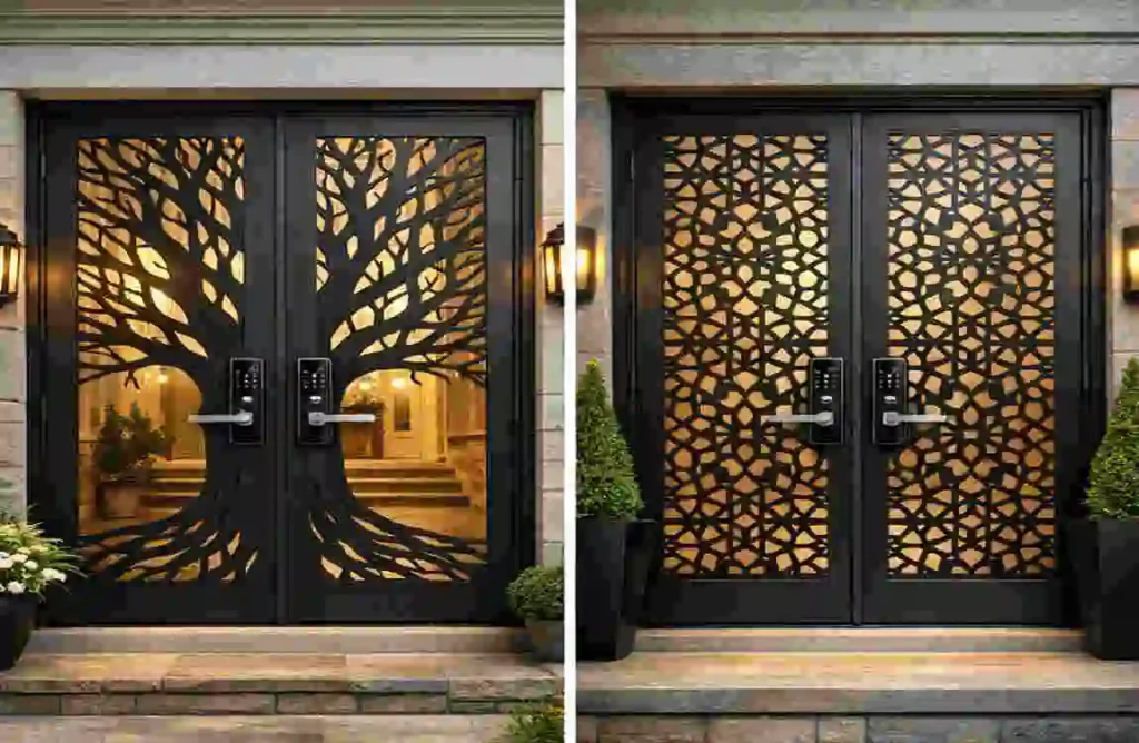 Double Door Laser Cutting Designs with Digital Locks