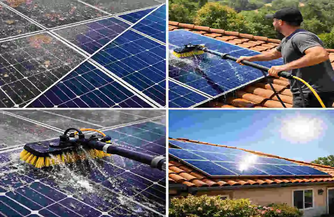 Solar Panel Cleaning Brush with Water System