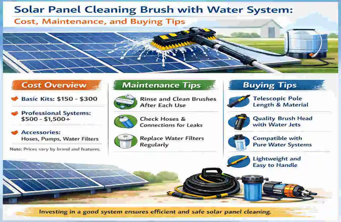 Solar Panel Cleaning Brush with Water System