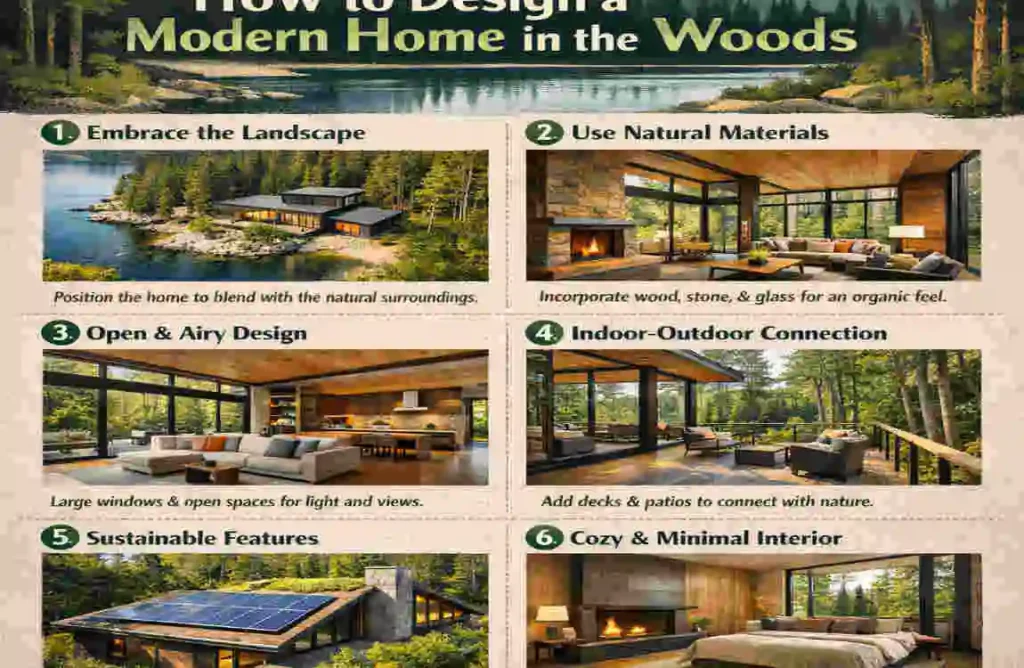 modern home in woods