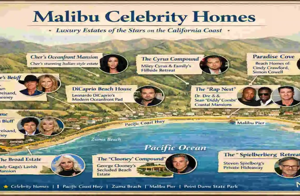 malibu celebrity homes map