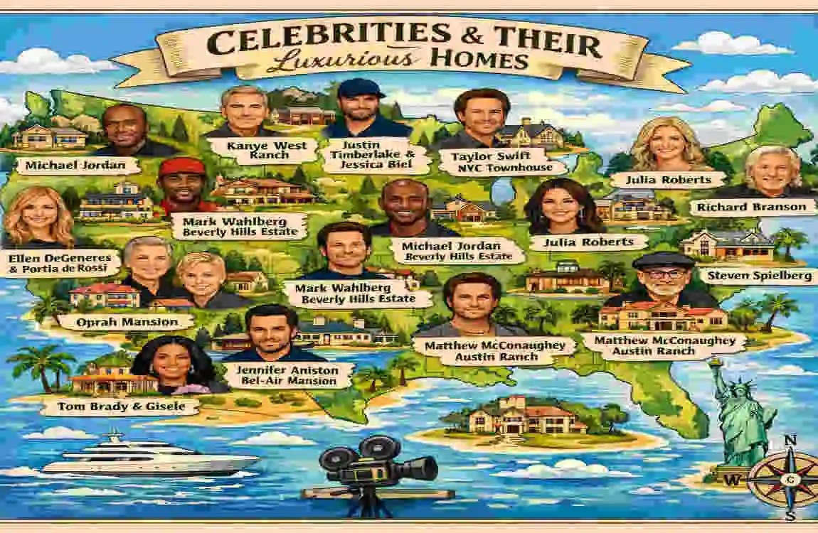 map of celebrity homes