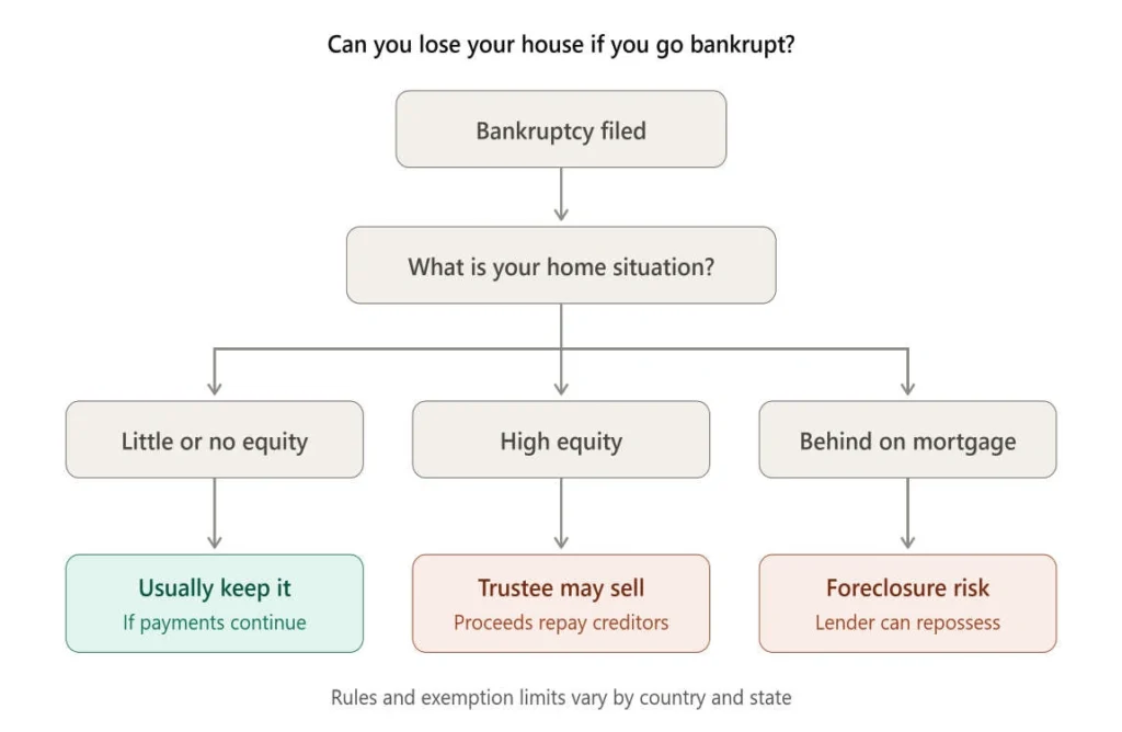 can you lose your house if you go bankrupt
