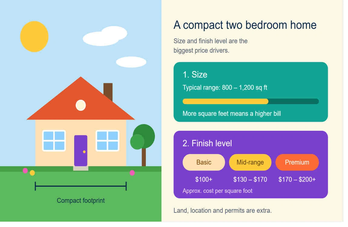 how much does a 2 bedroom house cost to build